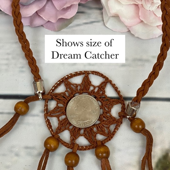 Boho Peacock/Brown Feather Dreamcatcher Headdress - Picture 13 of 14
